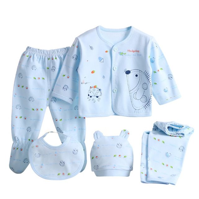 0-3 Months Newborn Baby Clothing Set - 5pcs Cotton Suits