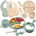 16-Piece Silicone Baby Feeding Set | 2 Full Sets with Suction Plates & Bowls
