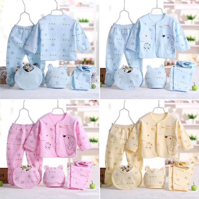 0-3 Months Newborn Baby Clothing Set - 5pcs Cotton Suits