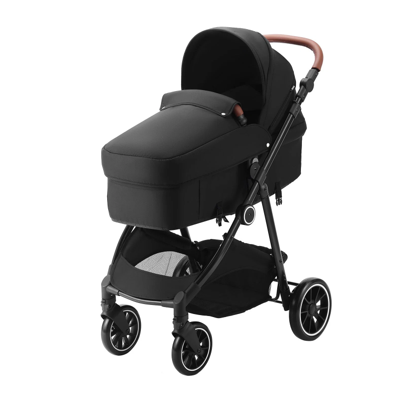Deluxe Adjustable Baby Stroller with Bassinet - Black