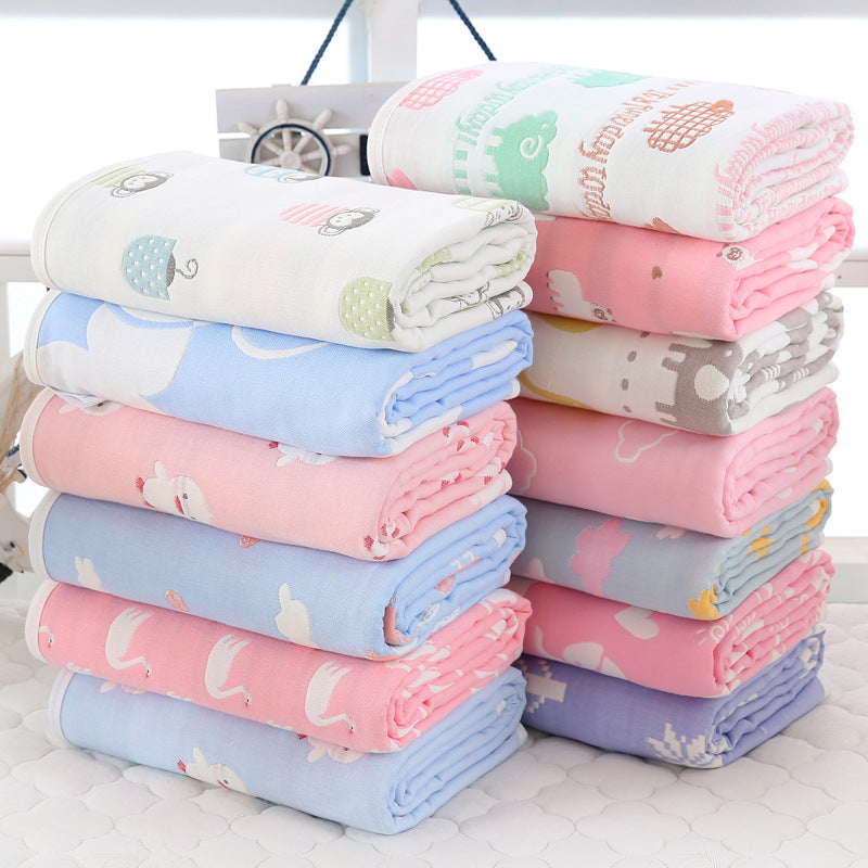 6-Layer Pure Cotton Gauze Baby Bath Towel | 110x110cm Multi-Use Wrap